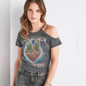 Lucky Brand Journey American Tour T-Shirt Shoulder Cut Out Small